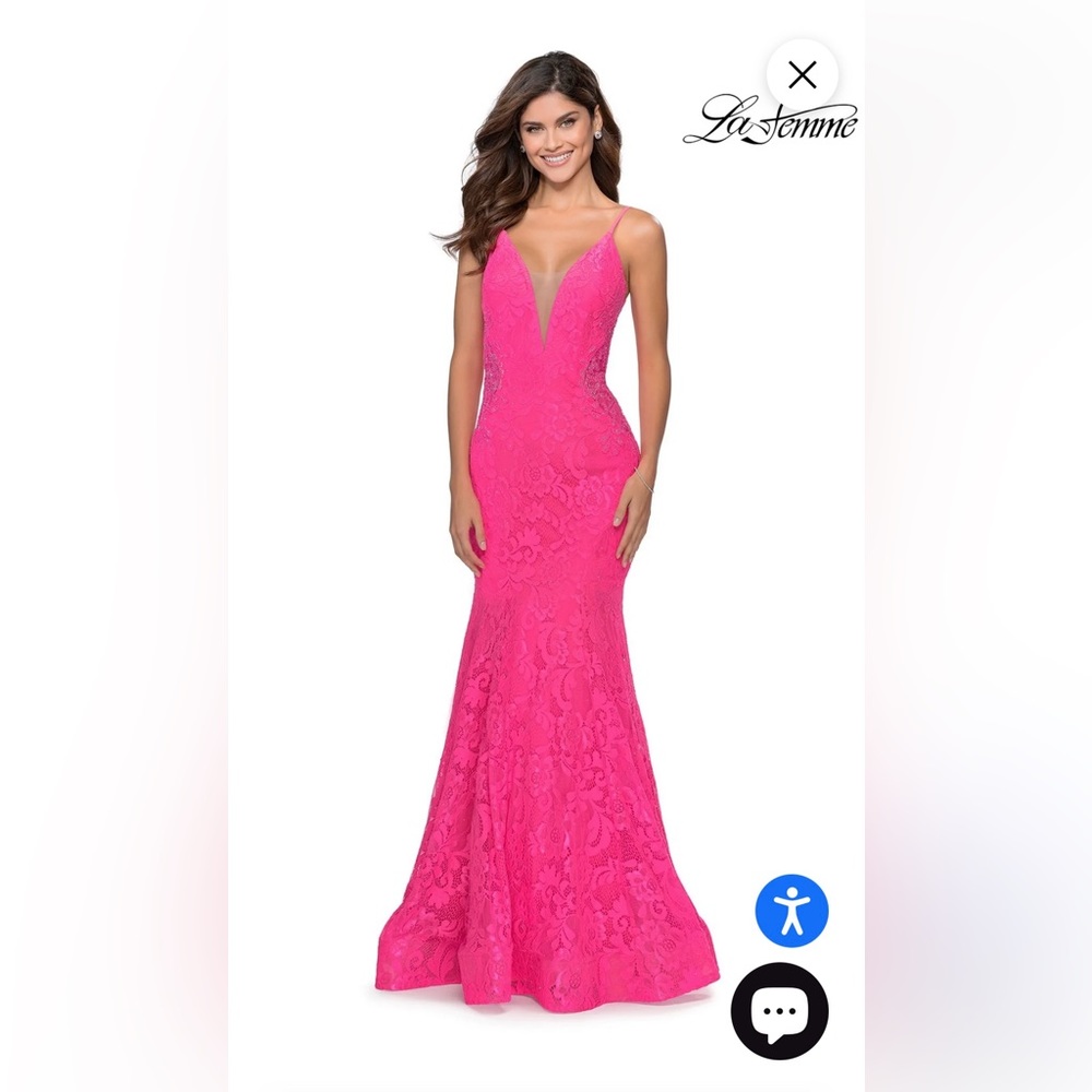 La Femme V-neck Prom gown
